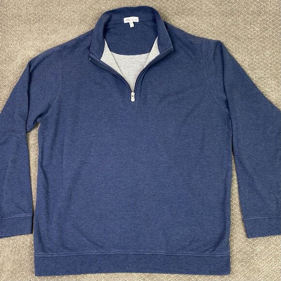 Peter Millar Sweater Men's XXL Blue Crown Comfort Interlock Quarter 1/4 Zip Golf - Picture 1 of 11